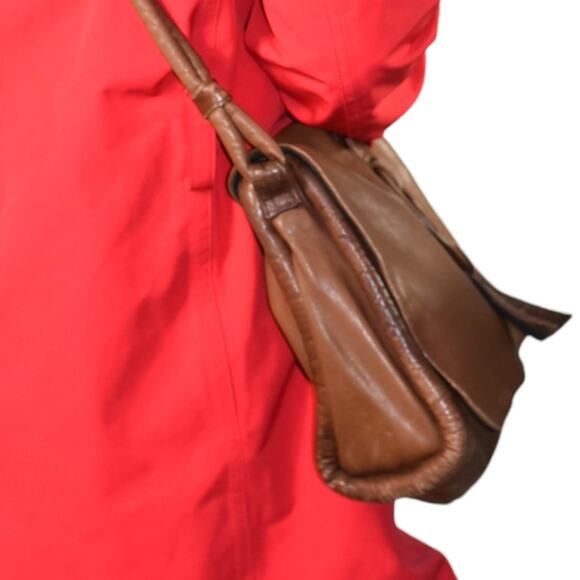 Leather Messenger Bag Vintage Brown Patchwork Pieced Shoulder Crossbody Slouchy - Picture 3 of 16